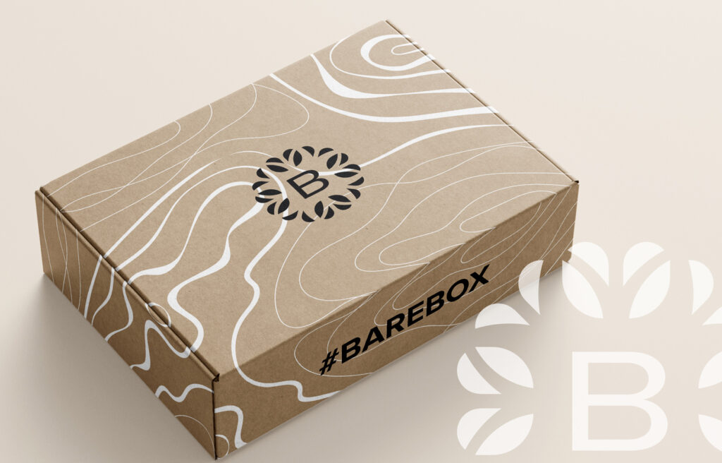 box with the #BARE logo icon and text that says #BAREBOX