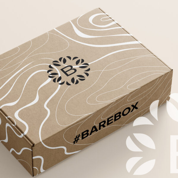 box with the #BARE logo icon and text that says #BAREBOX