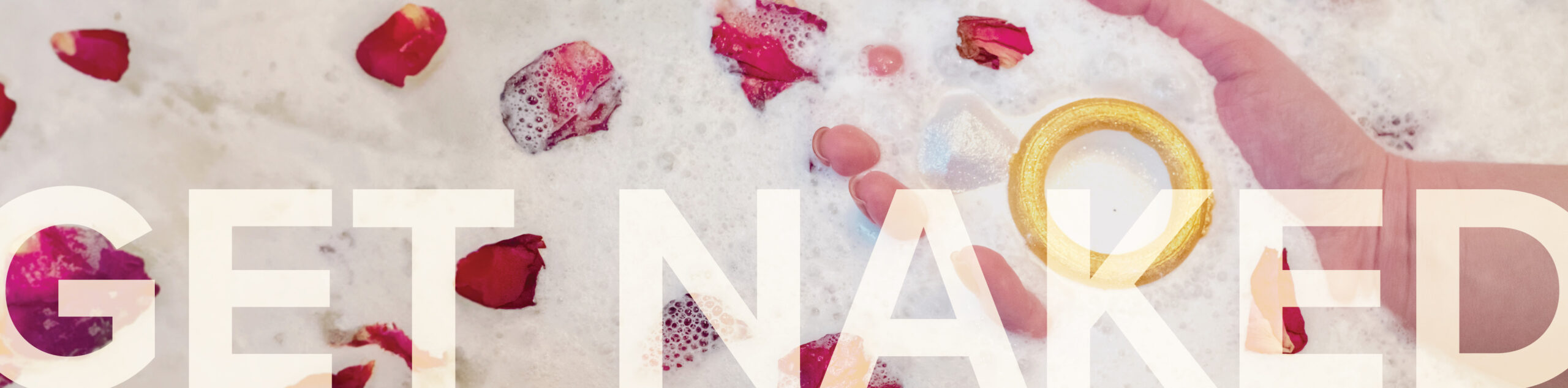 decorative banner image with the champagne, cranberry, and peach bath bomb