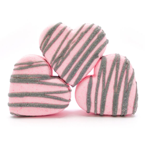 stack of pink heart-shaped bath bombs